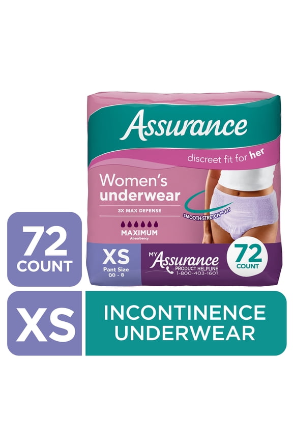 Women's Incontinence & Postpartum Underwear, XS , Maximum Absorbency (72 Count)