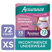Assurance Womens Incontinence and Postpartum Underwear, XS, Maximum Absorbency, 72 Count