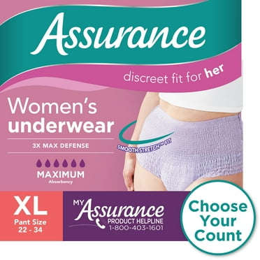 Assurance Women's Incontinence & Postpartum Underwear, XL , Maximum Absorbency (36 Count)