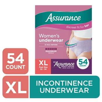 Assurance Women's Incontinence & Postpartum Underwear, XL , Maximum Absorbency (54 Count)