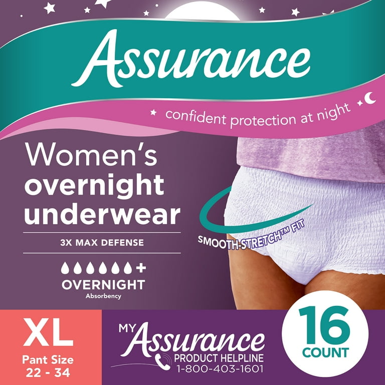 Assurance Women's Incontinence & Postpartum Underwear, XL, Overnight (16  Count) 