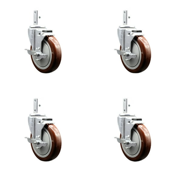 Assure Parts 190PUBPRC4P Replacement Caster Set with Brakes-Service Caster Brand