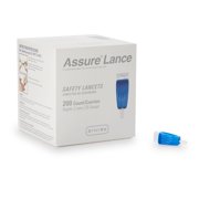 Assure Push-Button Safety Lancet, Low Flow - 25 Gauge, 2 mm, 200 Count, 200 Packs, 200 Total