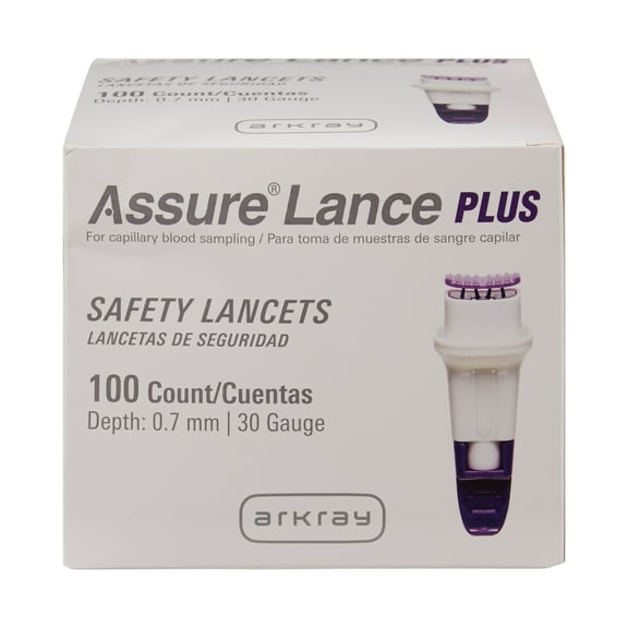 Assure Safety Lancet, Push Button Activation - 30 Gauge, 0.7 mm, 100 Count, 1 Pack