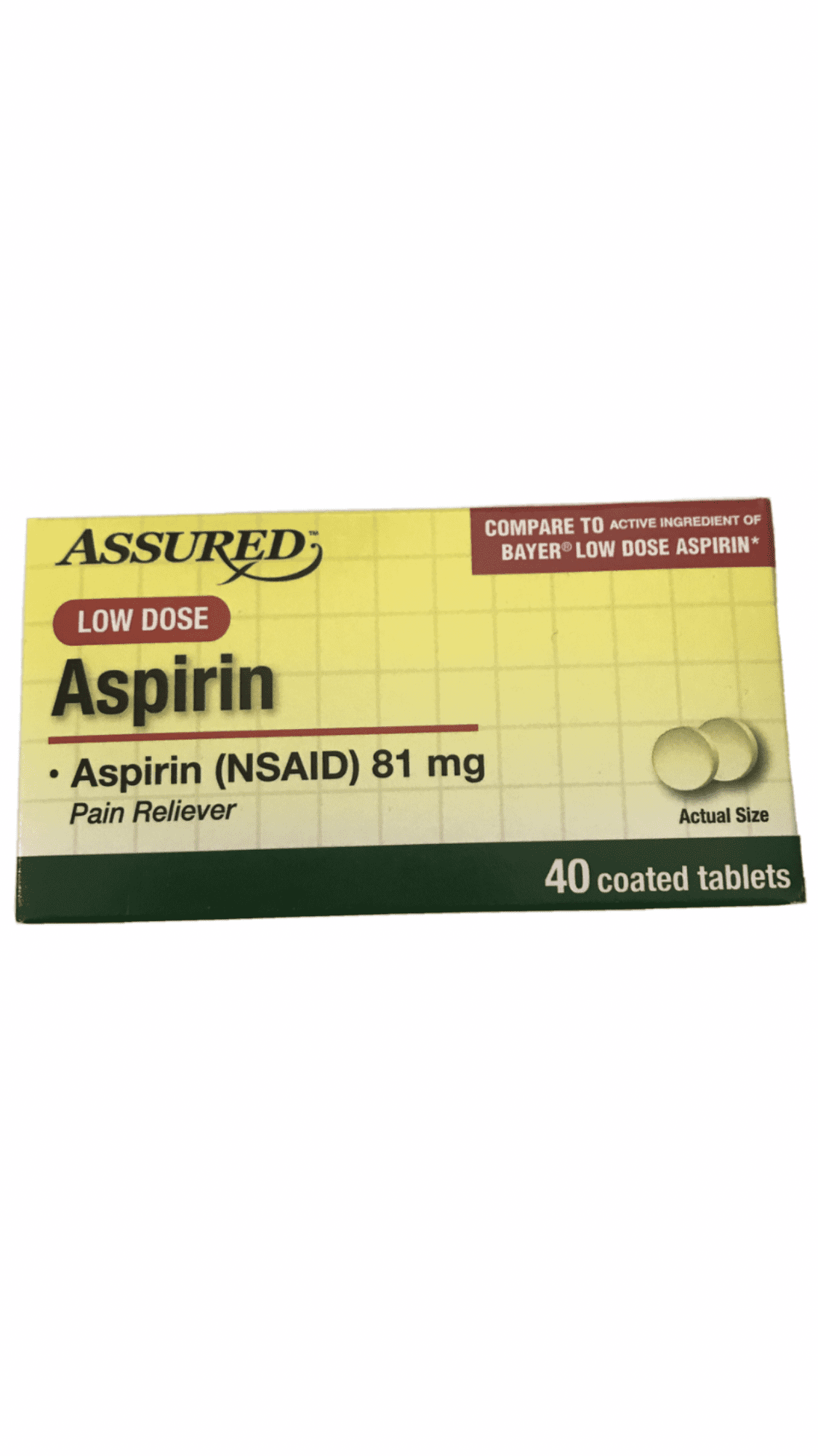Assured Low Dose Apirin 81 mg. EntericCoated Aspirin, 40 ct.