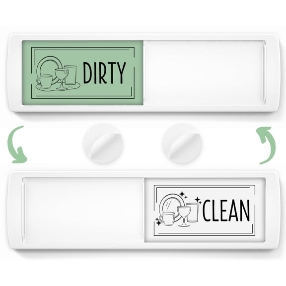 Assured Signs Dishwasher Magnet Clean Dirty Sign for Kitchen - White and Green Acrylic - Made with Strong Refrigerator Magnets