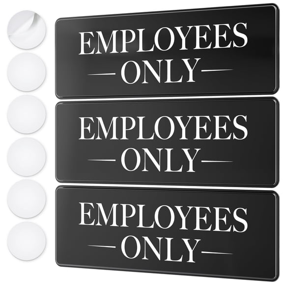 Assured Signs Employees Only Sign for Door | 3 by 9" | Black Acrylic | 3 Pack