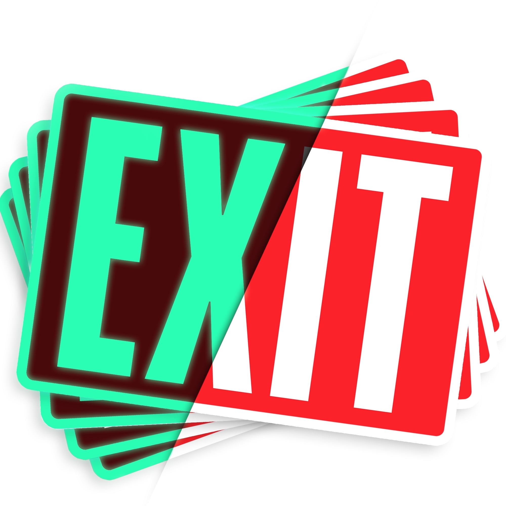 Assured Signs Emergency Exit Sign Stickers | 4 Pack | 12" by 7" | 5 Mil Vinyl | Red and White