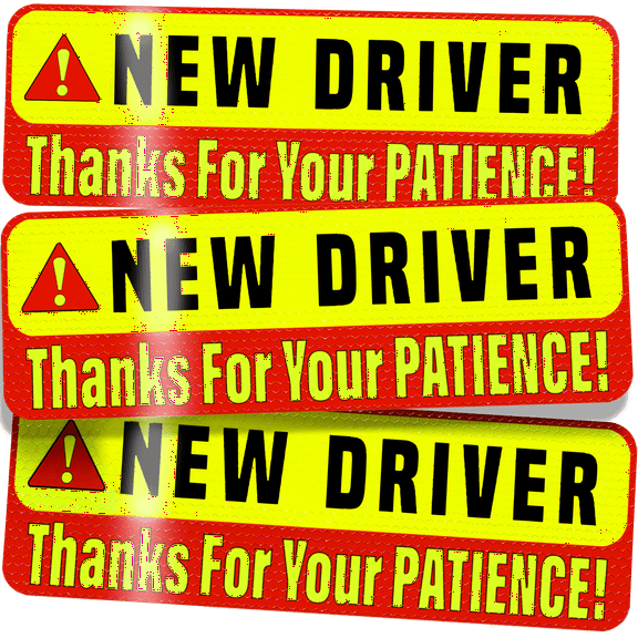 Assured Signs New Driver Car Magnet Sticker for Student Drivers, 9.72" by 3.24" Yellow & Red, 3 Pack