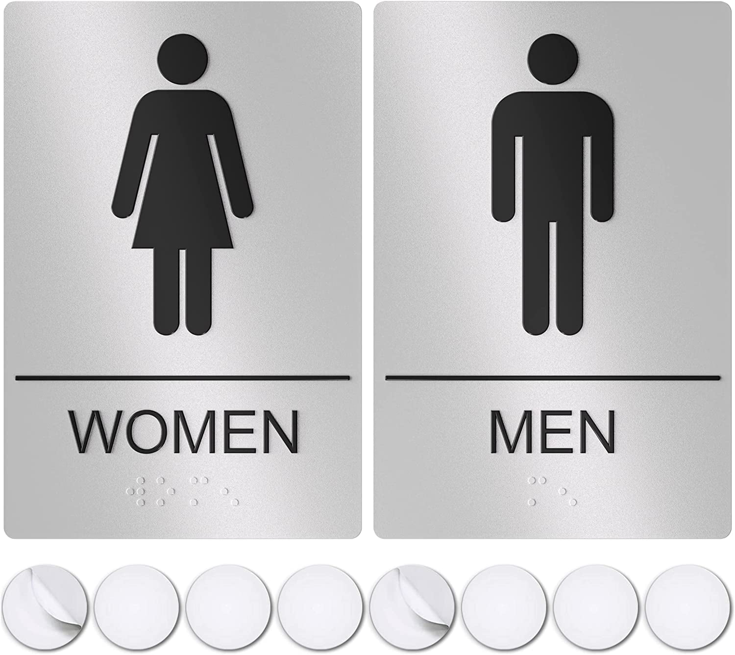 Silver Acrylic ADA Compliant Restroom Signs with Braille