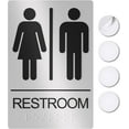thumbnail image 1 of Assured Signs Restroom Sign For Wall | Bathroom Signs | 9 by 6" | Silver Acrylic | ADA Compliant with Braille | Includes Adhesives | Ideal for Office or Home, 1 of 7