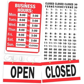 Assured Signs Store Hours and Open Closed Sign | Plastic | Red & White | Ideal Business Hours Sign