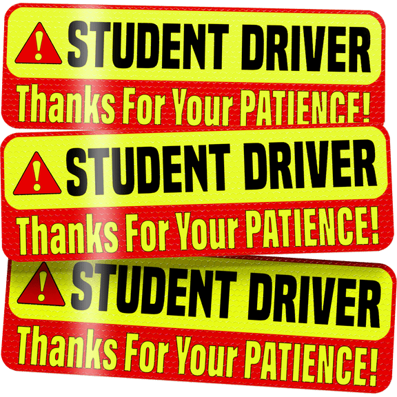 Assured Signs Student Driver Car Magnet Sticker for New Drivers, , 9.72" by 3.24", Yellow & Red, 3 Pack