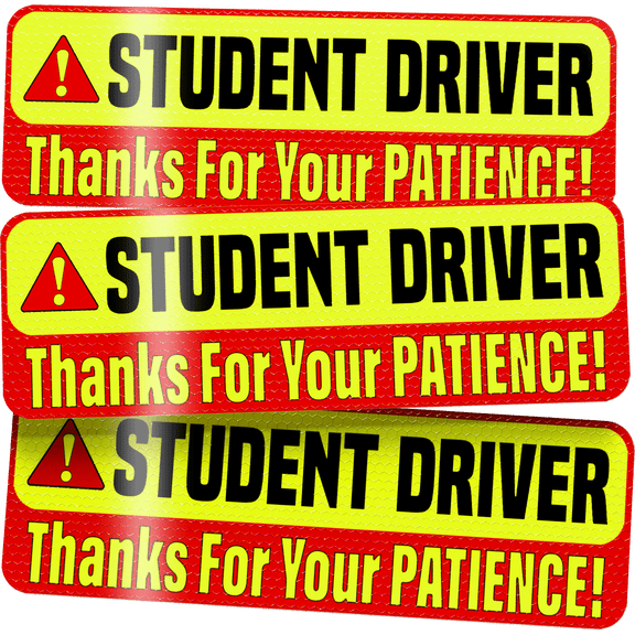 Assured Signs Student Driver Car Magnet Sticker for New Drivers, , 9.72" by 3.24", Yellow & Red, 3 Pack