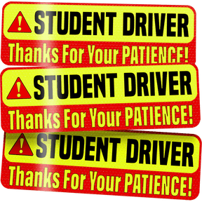 Assured Signs Student Driver Car Magnet Sticker for New Drivers, , 9.72" by 3.24", Yellow & Red, 3 Pack