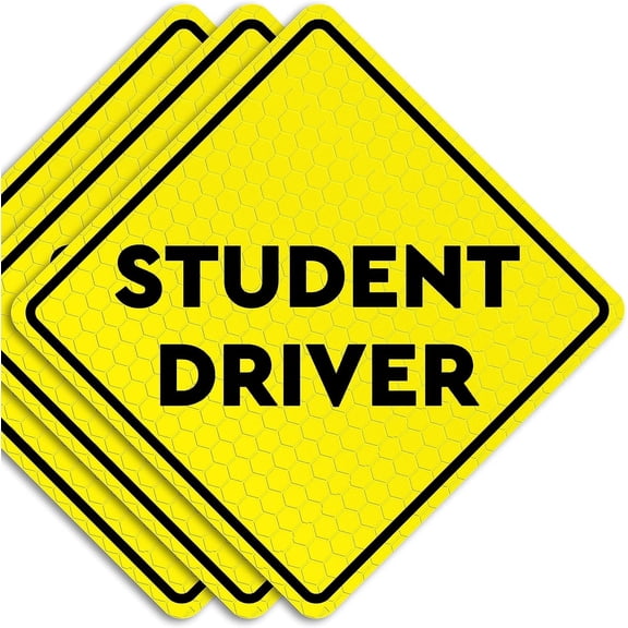 Assured Signs Student Driver Car Magnet Sticker for New Drivers, , 6 x 6", Yellow, 3 Pack