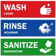 thumbnail image 1 of Assured Signs Wash Rinse Sanitize Sink Labels for 3 Compartment Sink | 2.75 by 9" | 5 Mil Vinyl | Perfect Hand Washing Stickers, 1 of 8