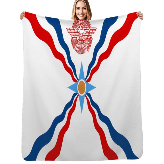 Assyrian Flag Flannel Blanket Warm Soft Bedding Throws Winter Camping Chair Sofa Bed