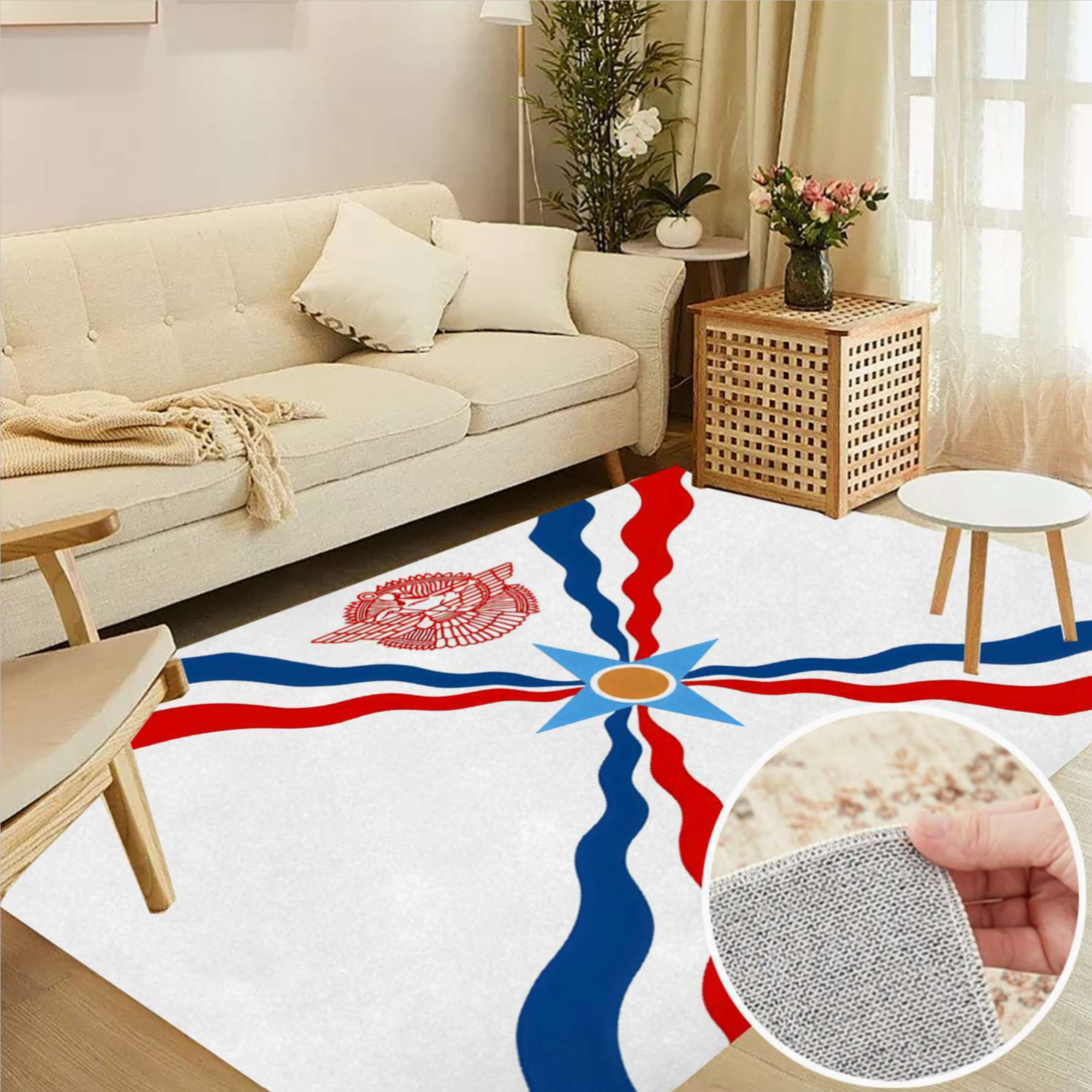 Assyrian Flag Soft Large Area Rugs Washable Rug With Non-Slip Backing ...