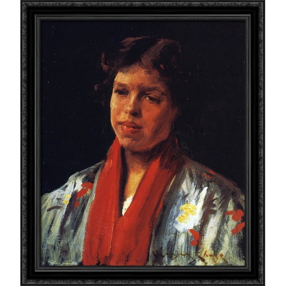 Assyrian Girl 28x34 Large Black Ornate Wood Framed Canvas Art by William Merritt Chase
