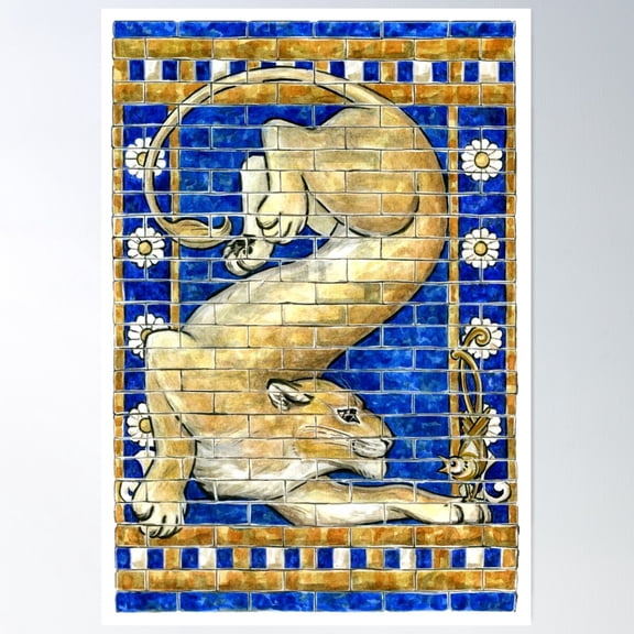 Assyrian Lioness Poster Wall Art, Modern Wall Decor For Living Room Bedroom, 8x12 UNFRAMED