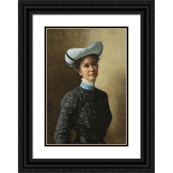 Asta Nørregaard 18x24 Black Ornate Framed Double Matted Museum Art Print Titled: Portrait of a Woman (1903)