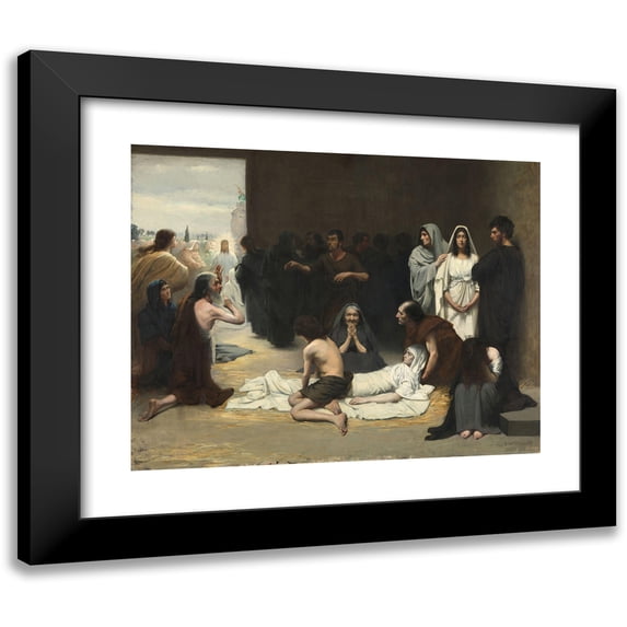 Asta Nørregaard 24x20 Black Modern Framed Museum Art Print Titled - Waiting for Christ (1881)