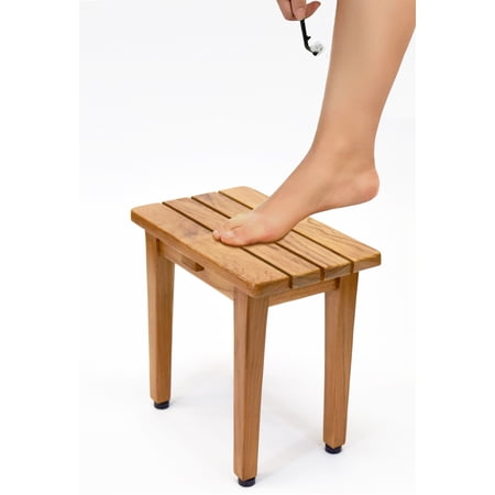 Asta Zaka Solid Teak Fully Assembled Shower/Bath/Spa Foot Stool, Side Table, SPATEAK Collection, TB-013