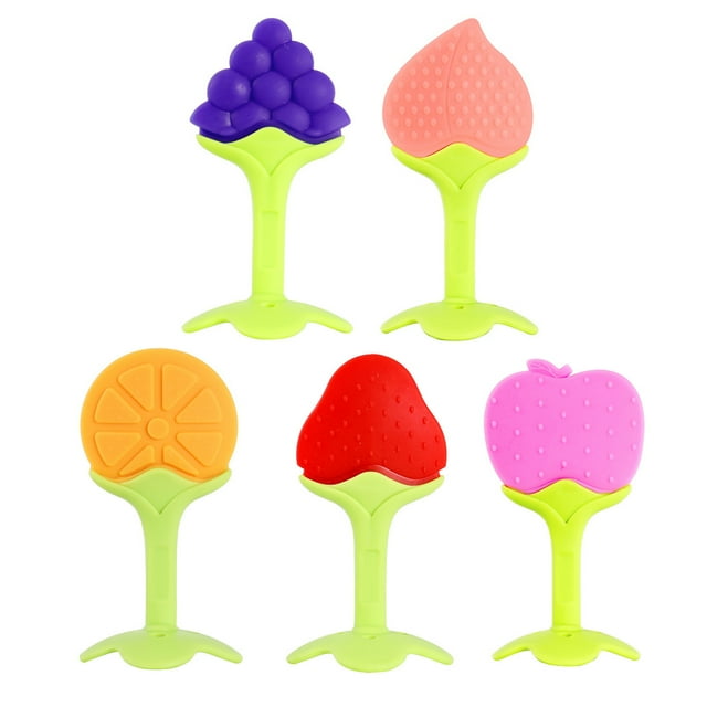 Astarin 5 Pack Silicone Baby Fruit Teething Toys Teethers for Newborn ...