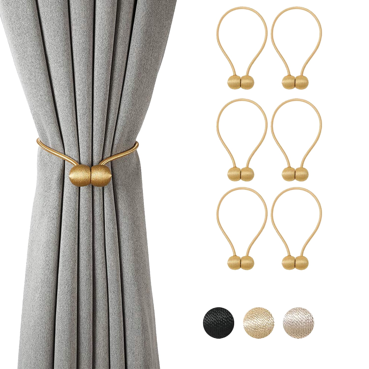Astarin 6 Pcs Magnetic Curtain Tiebacks, Decorative Drape Ties, Window ...
