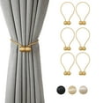 thumbnail image 1 of Astarin 6 Pcs Magnetic Curtain Tiebacks, Modern Simple Style Curtain Tiebacks, Decorative Drape Ties and Holdbacks Holder for Window Draperies, Curtain Clips Rope Straps Magnet Home Office - Gold, 1 of 6