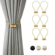 Astarin 6 Pcs Magnetic Curtain Tiebacks, Modern Simple Style Curtain Tiebacks, Decorative Drape Ties and Holdbacks Holder for Window Draperies, Curtain Clips Rope Straps Magnet Home Office - Gold