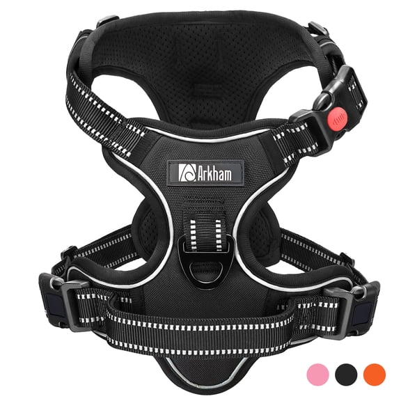 Astarin Dog Harness No Pull, Small Dog Harness with 2 Leash Clips, Adjustable Soft Padded Dog Vest with Easy Control Handle, Reflective No Choke Pet Vest Harness, Black, XS