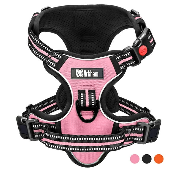 Astarin Dog Harness No Pull, Small Dog Harness with 2 Leash Clips, Adjustable Soft Padded Dog Vest with Easy Control Handle, Reflective No Choke Pet Vest Harness, Pink, XS