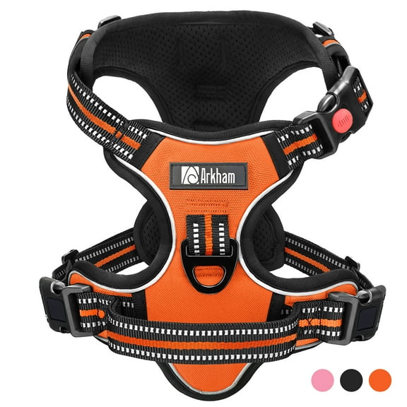 Astarin Pet No Pull Dog Harness for Small Medium Large Dogs, 2 Leash Clips, Orange, XS