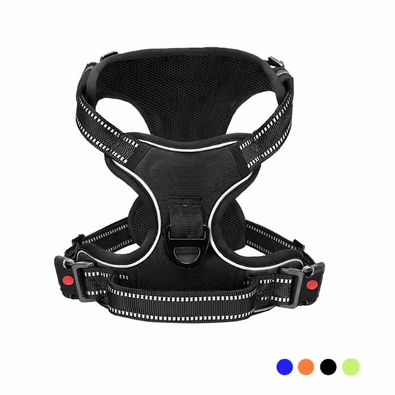 Astarin No Pull Dog Harness for Dogs,No Choke Front Clip Dog Reflective Harness, Adjustable and Comfortable for Easy Walking, Adjustable 2 Metal Rings 3 Buckles,Black/M