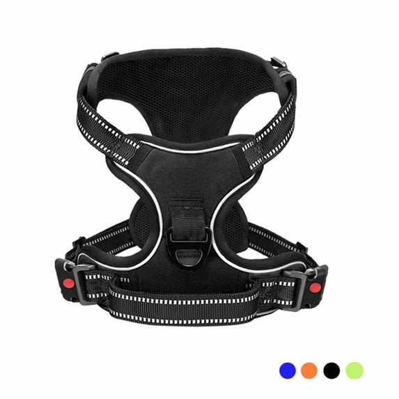 Astarin No Pull Dog Harness for Dogs,No Choke Front Clip Dog Reflective Harness, Adjustable and Comfortable for Easy Walking, Adjustable 2 Metal Rings 3 Buckles,Black/S