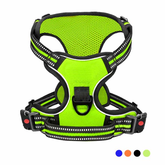 Astarin No Pull Dog Harness for Dogs,No Choke Front Clip Dog Reflective Harness, Adjustable and Comfortable for Easy Walking, Adjustable 2 Metal Rings 3 Buckles,Green/M