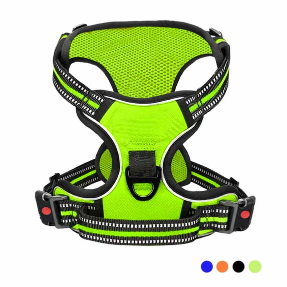 Astarin No Pull Dog Harness for Dogs,No Choke Front Clip Dog Reflective Harness, Adjustable and Comfortable for Easy Walking, Adjustable 2 Metal Rings 3 Buckles,Green/XS