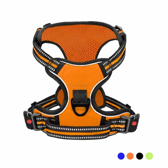 Astarin No Pull Dog Harness for Dogs,No Choke Front Clip Dog Reflective Harness, Adjustable and Comfortable for Easy Walking, Adjustable 2 Metal Rings 3 Buckles,Orange/S