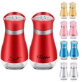 thumbnail image 1 of Astarin Salt and Pepper Shakers with Stainless Steel Lid and Refillable Glass Bottle for Kitchen Dining Cooking BBQ, Set of 2, Red, 1 of 7