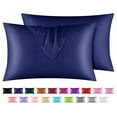 thumbnail image 1 of Astarin Satin Silk Pillowcase for Hair, Dark Blue King Size silk pillow, Satin Pillow Covers 2 Pack with Envelope Closure, 20x36 Inches, 1 of 7