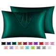 thumbnail image 1 of Astarin Satin Silk Pillowcase for Hair, Dark Green Standard Size silk pillow, Satin Pillow Covers 2 Pack with Envelope Closure, 20x26 Inches, 1 of 7