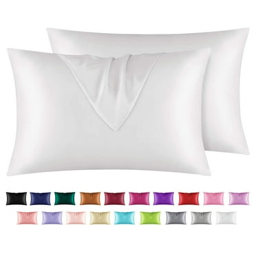 Astarin Satin Silk Pillowcase for Hair, White Queen Size silk pillow, Satin Pillow Covers 2 Pack with Envelope Closure, 20x30 Inches
