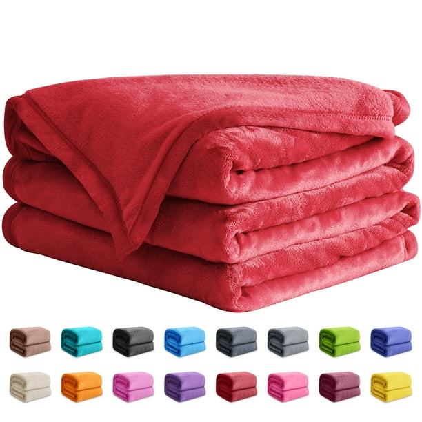Astarin Throw Blanket Queen Size Red Blankets Throws for Couch Beds Fuzzy and Cozy Blanket 90x90 inches