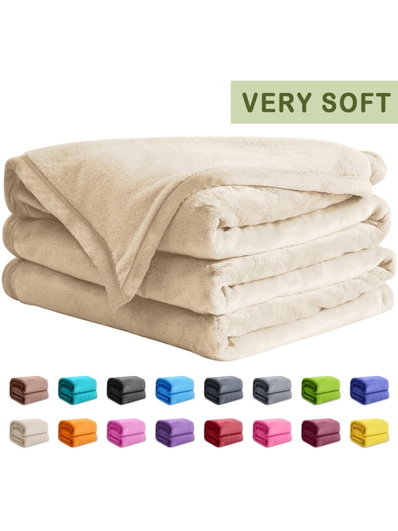 Throw Blanket, Throw Size Off-White Blankets & Throws for Couch/Beds, Fuzzy and Cozy Blanket, 50x60 inches