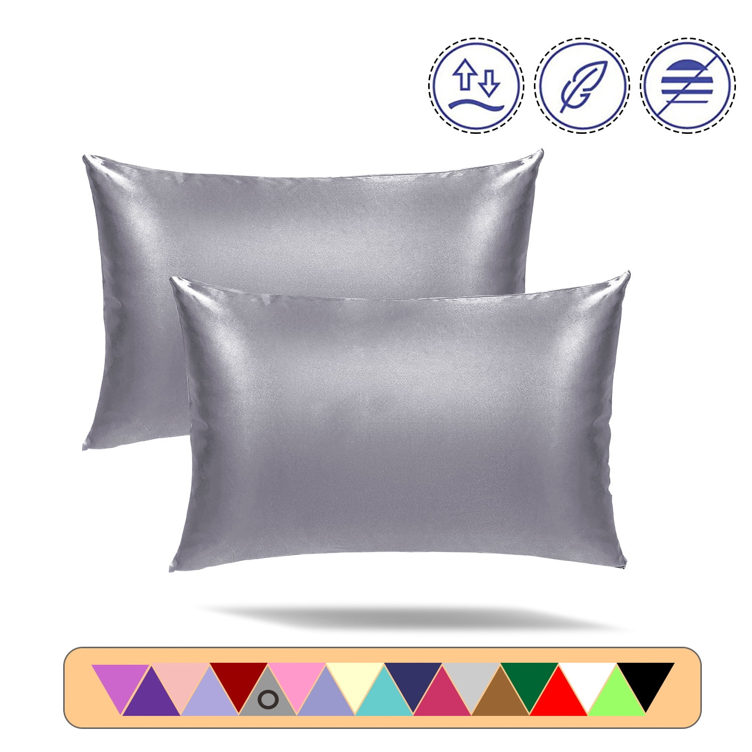 Astarin Ultra Soft Silky Satin Pillowcase with Envelope Closure,Set of
