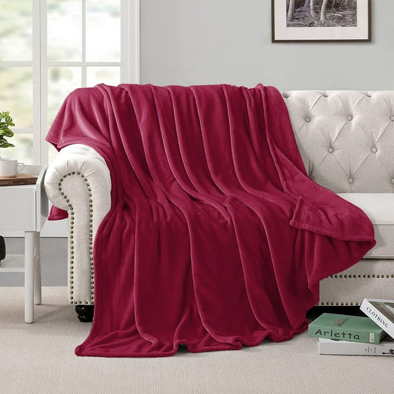 Astarin Wine Red Fleece Queen Size Blanket for Couch&Bed - Lightweight Soft & Warm Plush Fuzzy Cozy Blankets for Fall Winter Spring, 90x90 inches