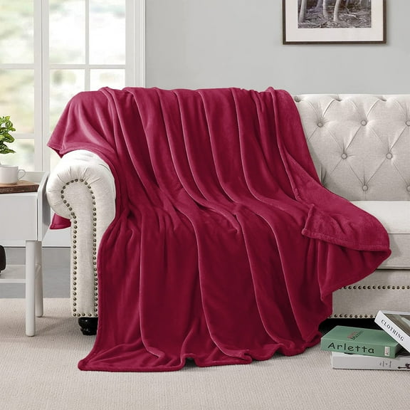 Astarin Wine Red Fleece Throw Blanket for Couch&Bed - Lightweight Soft & Warm Plush Fuzzy Cozy Blankets for Fall Winter Spring, 50x60 inches