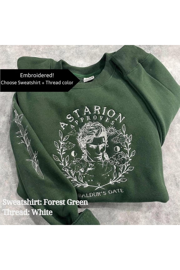 Astarion Approves Embroidered Sweatshirt, Baldur's Gate 3 Gamer Sweatshirt, Custom Embroidered Sweatshirt